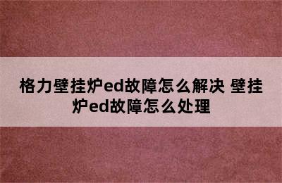 格力壁挂炉ed故障怎么解决 壁挂炉ed故障怎么处理